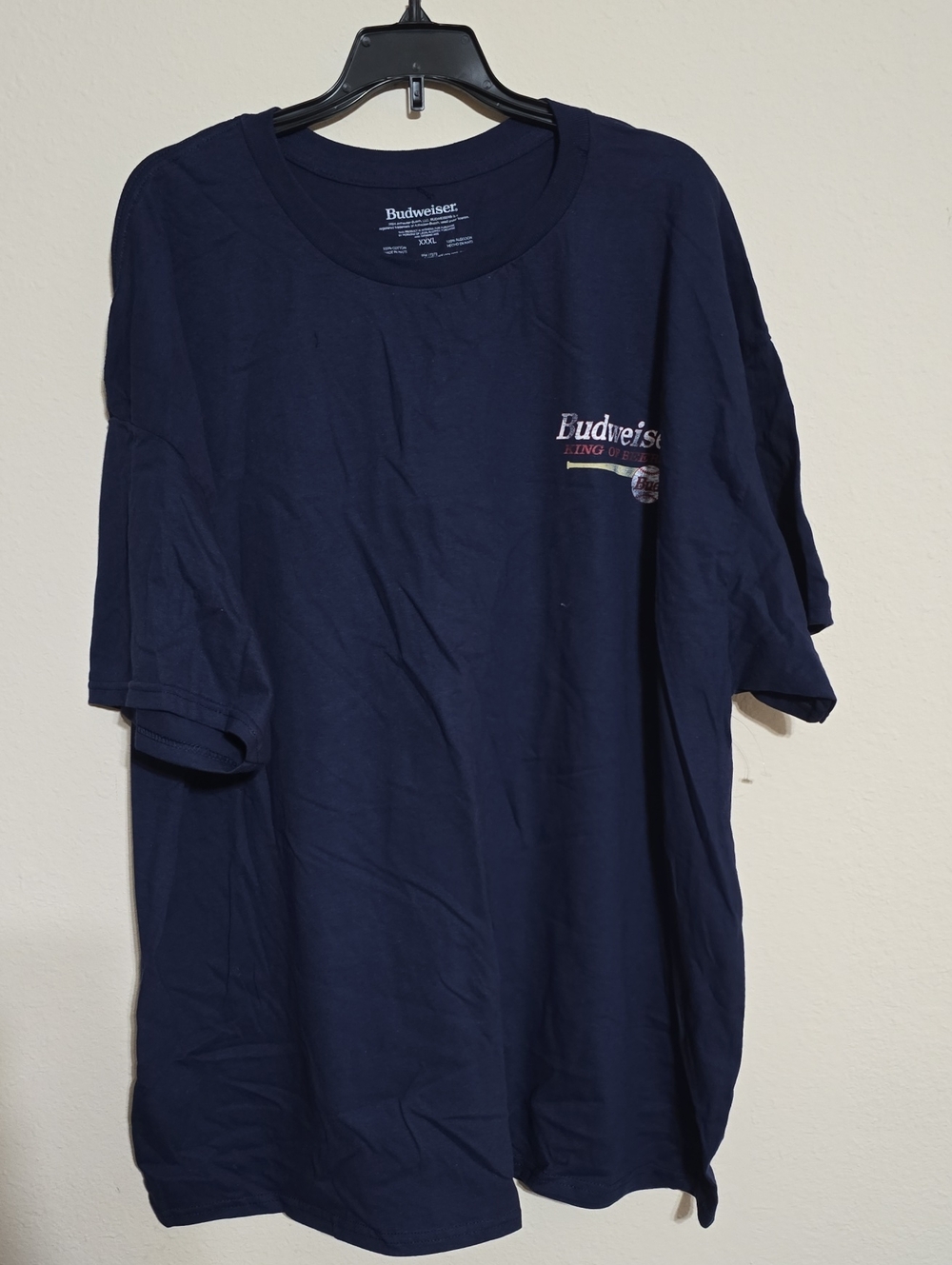 NWOT Mens Budweiser Navy Short Sleeve Logo Tee Multiple Sizes Available
